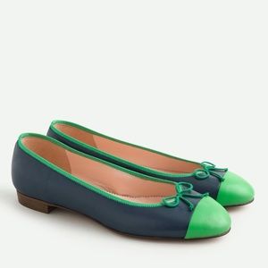 J.Crew Kiki Ballet Flat Leather Blue Green Colorblock Size 7